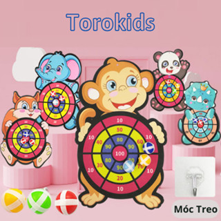 Phi tiêu bóng dính cho bé, bảng ném bóng dính nhiều hình động vật, bảng phi tiêu an toàn cho bé luyện vận động