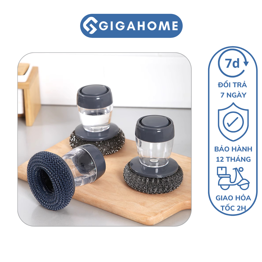 Bàn Chải Cọ Xoong Nồi, Chà Nhà Bếp Có Bình Đựng Xà Phòng Tiện Dụng GIGAHOME 12787