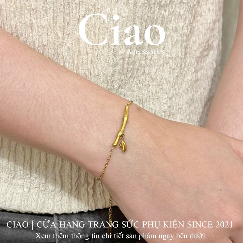 Vòng tay/ Lắc tay titan không gỉ thiết kế charm hình tre Bamboo Ciao
