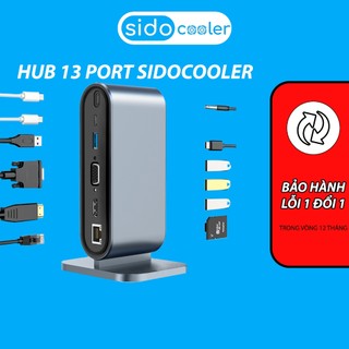 Hub 13 port SIDOCOOLER 13 cổng kết nối USB Type C đa nhiệm máy tính pc laptop đường truyền HDMI VGA TF SD