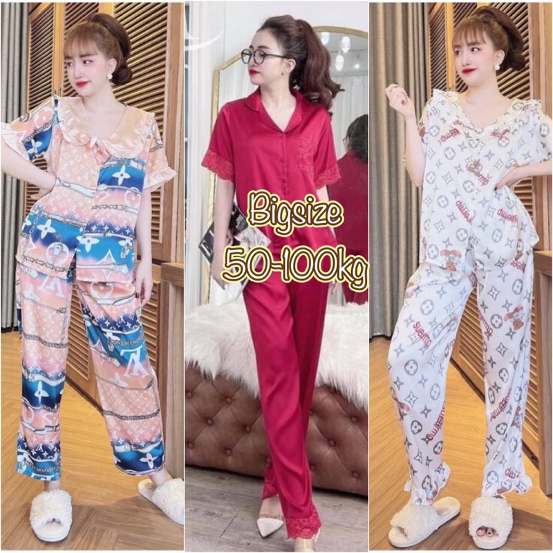 (45-110kg) Đồ Bộ Lụa Satin Bigsize Cao cấp (2XL,3XL,4XL)