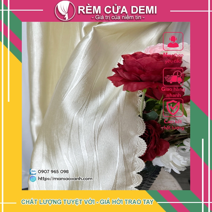 Rèm phòng, rèm cửa GẤM CAO CẤP- Màu kem sáng. Ghi chú: chọn mã họa tiết, nhận số đo theo yêu cầu.