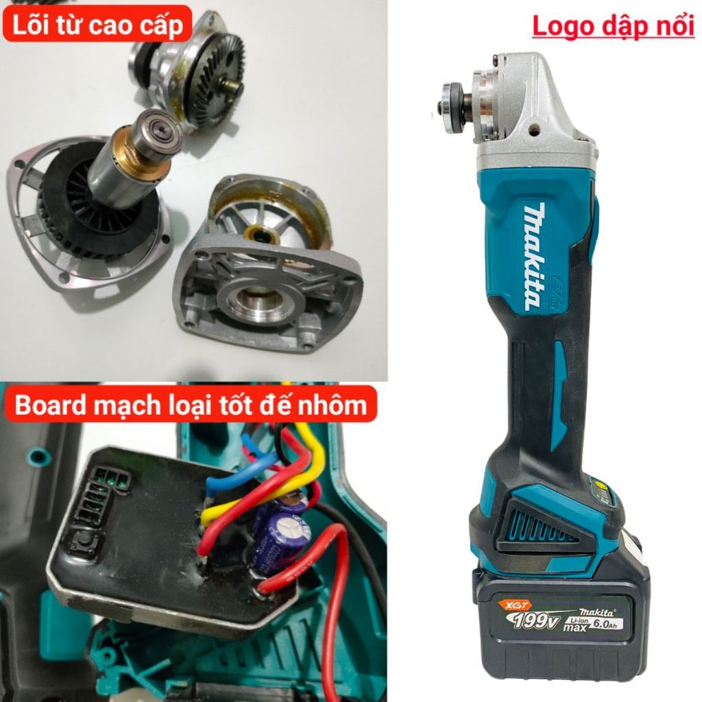 Máy mài pin Makita 199V Dây Đồng 100% Không Chổi Than  - máy cắt Pin - Máy Mài Pin khuyến mãi