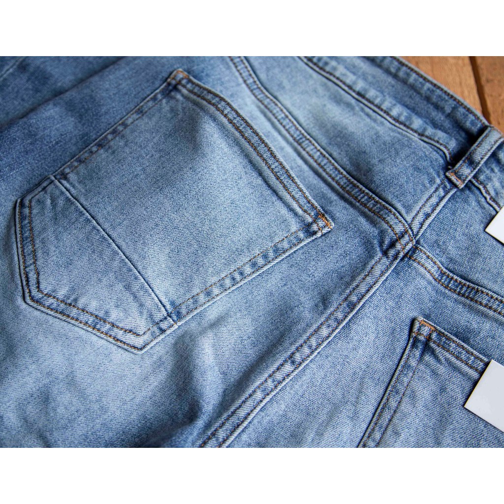 Quần jean nam LAB+ COTTONLAB quần bò nam màu xanh mài bụi bặm, chất co dãn from slimfit cao cấp