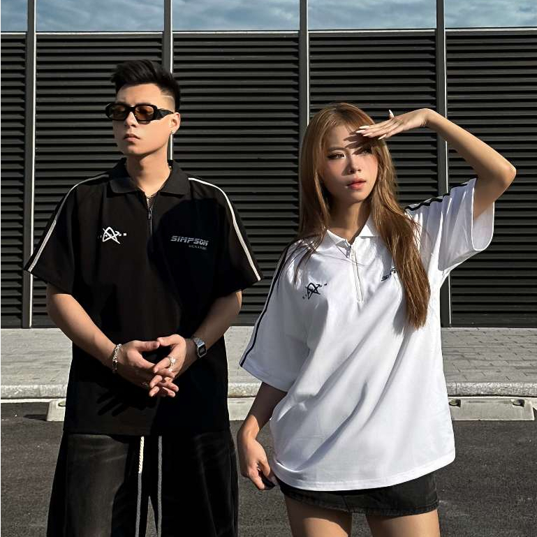 [Mã INBAU300 giảm 10% đơn 250K] Áo Polo Phối Sọc Viền Khoá Kéo Local Brand Simpson Polo Unisex Nam Nữ Oversize - PS04