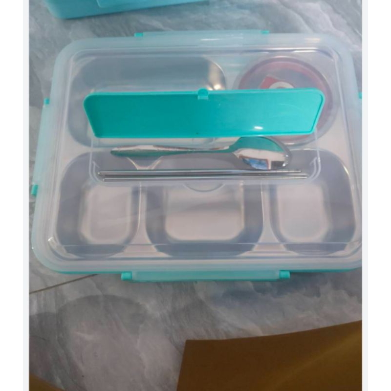 Khay Cơm 5 Ngăn Inox Có Nắp Đậy Lunch Box