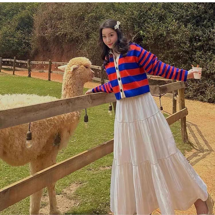 Áo khoác Cardigan len ZR kẻ nữ