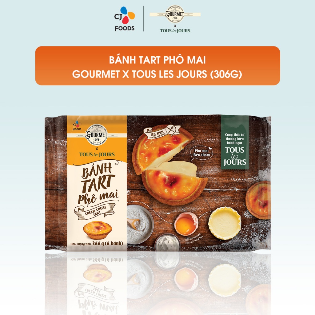 [Tặng Kimchi đơn từ 199k] Bánh Tart Trứng / Bánh Tart Phô Mai CJ Gourmet x Tous les Jours (6 bánh béo thơm)