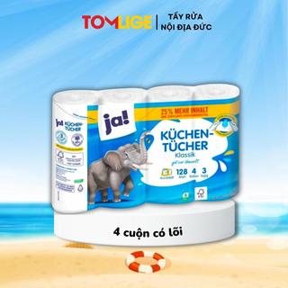 Giấy lau bếp đa năng ja! 3 lớp kuchen tucher 4 cuộn dai, giấy dày dặn, thấm hút cực tốt