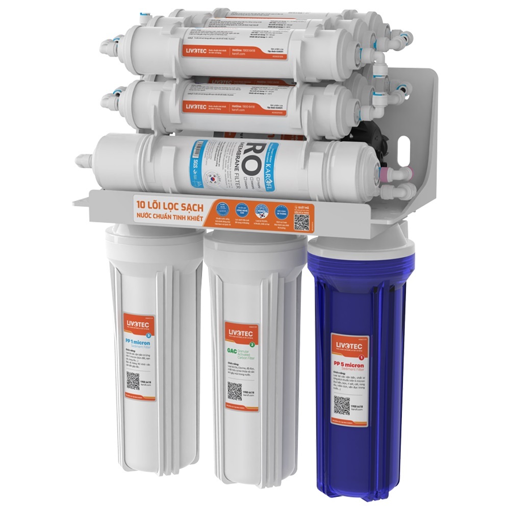 Máy Lọc Nước Để Gầm Karofi LIVOTEC 216, Màng RO 100GPD Hàn Quốc 10 Lõi Lọc, Hàng Chính Hãng