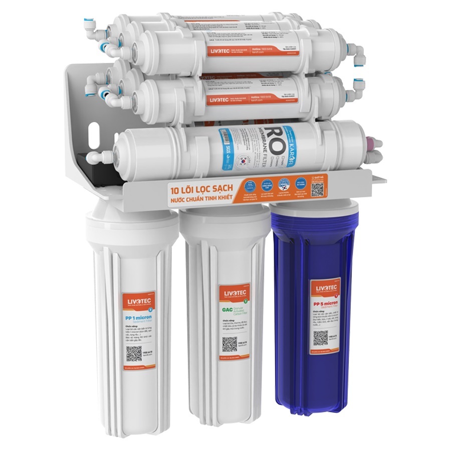 Máy Lọc Nước Để Gầm Karofi LIVOTEC 216, Màng RO 100GPD Hàn Quốc 10 Lõi Lọc, Hàng Chính Hãng