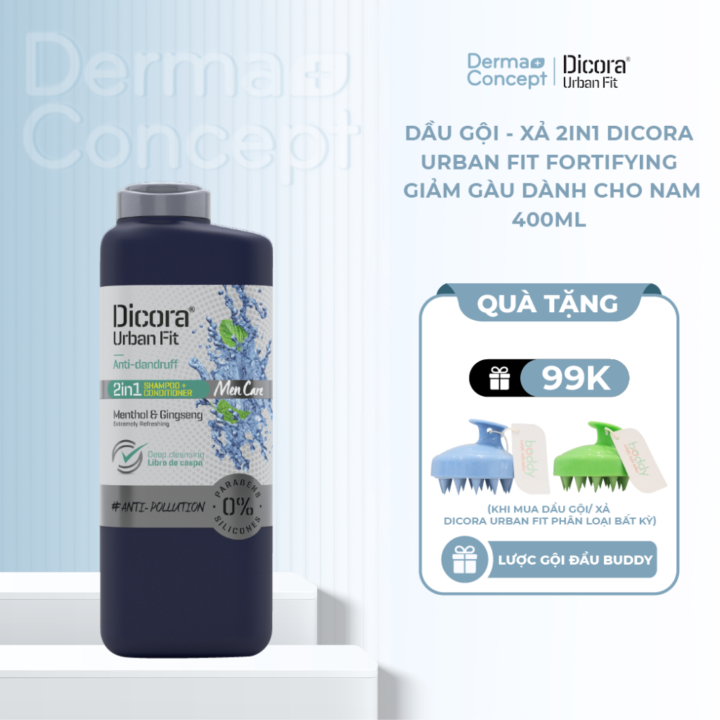 Dầu Gội - Xả 2in1 Dicora Urban Fit Fortifying chống rụng tóc dành cho nam - 400ml [NHẬP KHẨU CHÍNH HÃNG 100%]