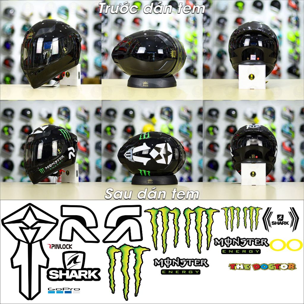 Tem dán mũ bảo hiểm fullface - MONSTER - 58