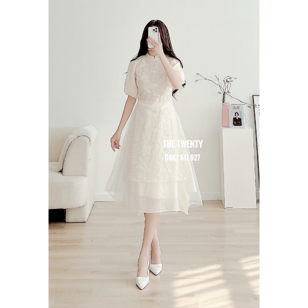 Áo Dài Ren Chi Mai The Twenty, Áo Dài Tết Chất Liệu Ren Cao Cấp T187