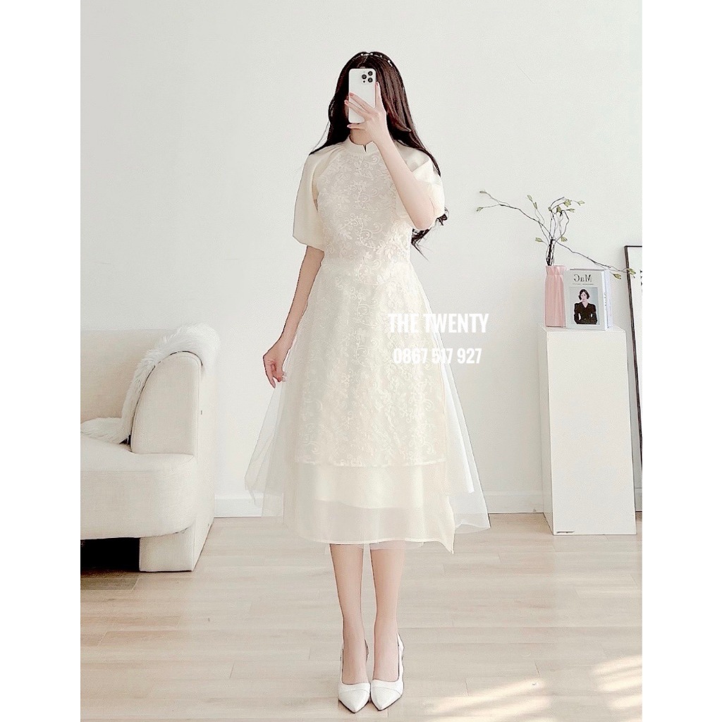 Áo Dài Ren Chi Mai The Twenty, Áo Dài Tết Chất Liệu Ren Cao Cấp T187