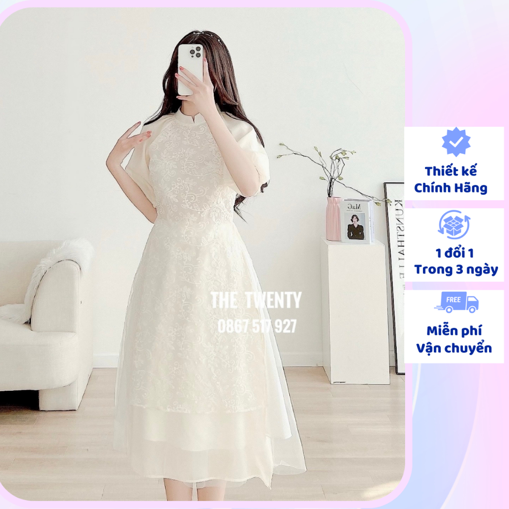 Áo Dài Ren Chi Mai The Twenty, Áo Dài Tết Chất Liệu Ren Cao Cấp T187