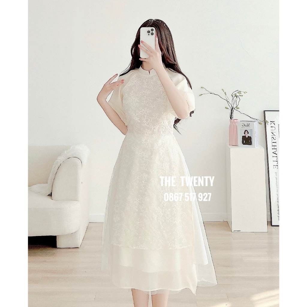 Áo Dài Ren Chi Mai The Twenty, Áo Dài Tết Chất Liệu Ren Cao Cấp T187