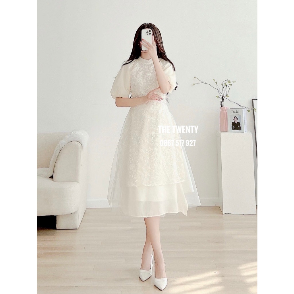 Áo Dài Ren Chi Mai The Twenty, Áo Dài Tết Chất Liệu Ren Cao Cấp T187