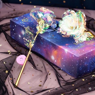 Hoa hồng galaxy phát sáng kèm hộp và túi sách sang trọng, lịch sự, hoa hồng 24k