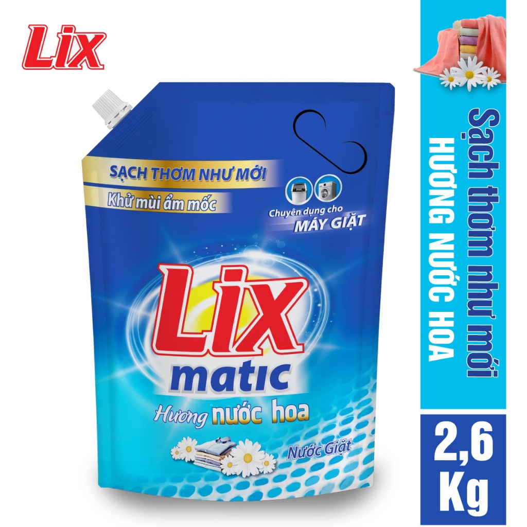 Túi nước giặt LIX matic hương nước hoa 2.6kg NGM27 - Dùng cho máy giặt cửa trước