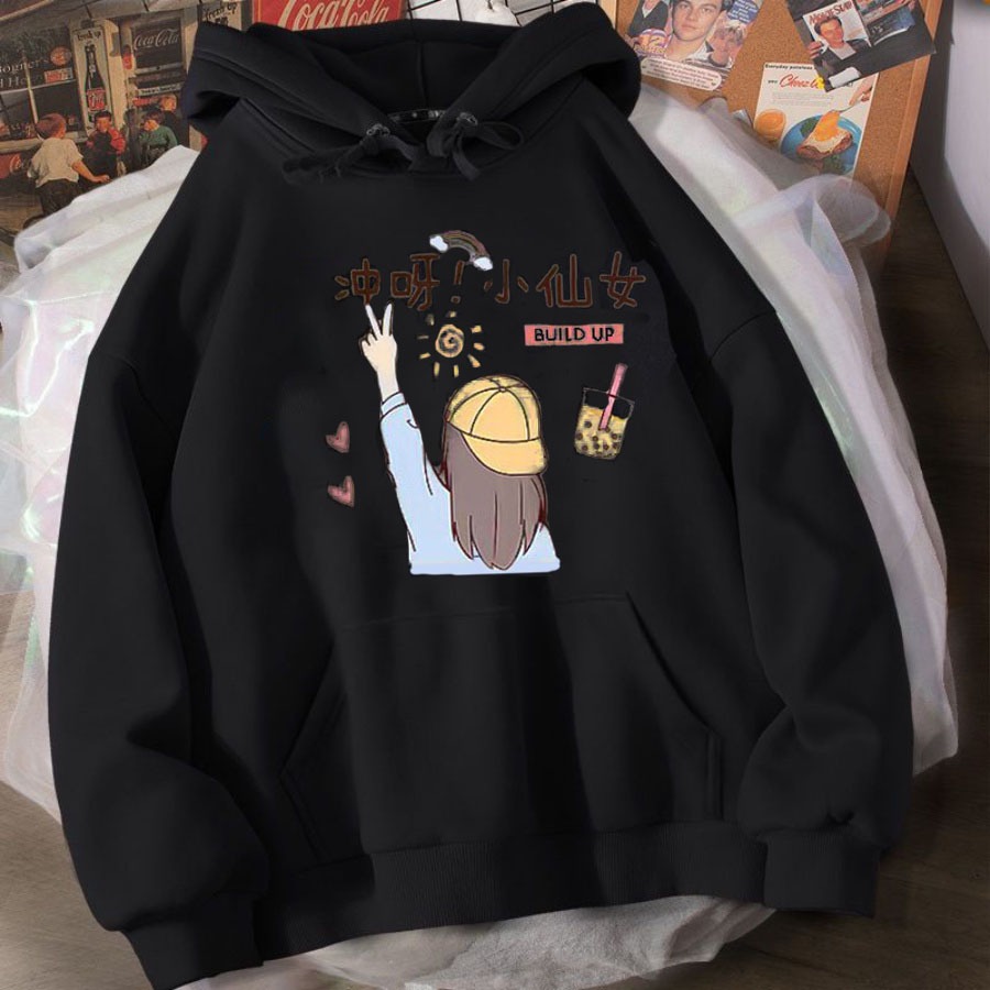 Áo Hoodie Nam Nữ Unisex Im Ok Nỉ Lót Bông Mũ 2 Lớp Form Rộng