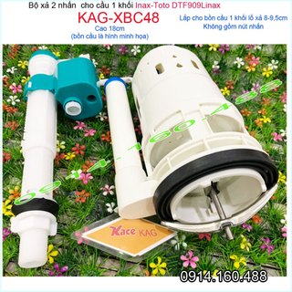 Bộ xả cầu 1 khối Inax-Toto DTF909Linax KAG-XBC48 cao 18cm thoát lớn D9.5cm, phụ kiện thùng nước xí bệt liền khối C909