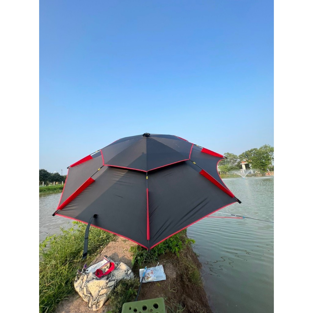 Ô câu cá, dù câu cá 2m2 và 2m4 - 2 tầng cao cấp che nắng, che mưa tặng kèm chân cắm đất