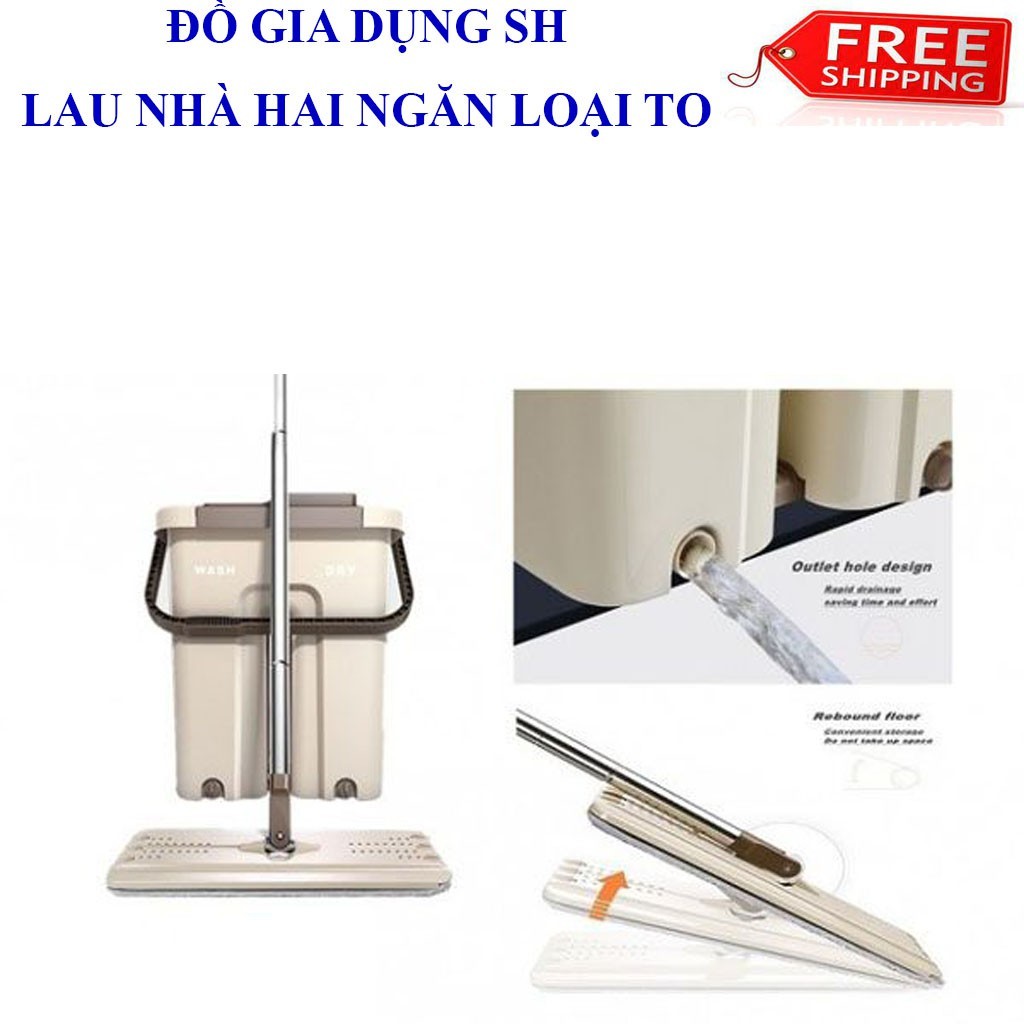 Lau Sàn Nhà 360 Độ Chuyên Dụng Cho Sàn Gỗ, Chổi lau thông minh 2 ngăn B1-MOP