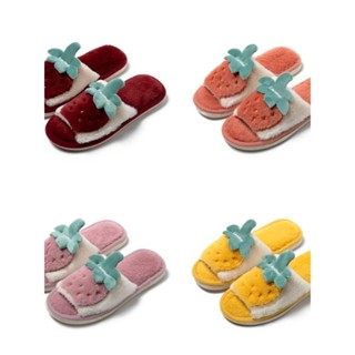  Dép Bông Đi Trong Nhà Đế Dày Chống Trượt Họa Tiết Trái Dâu Tây Thời Trang Cho Nữ 