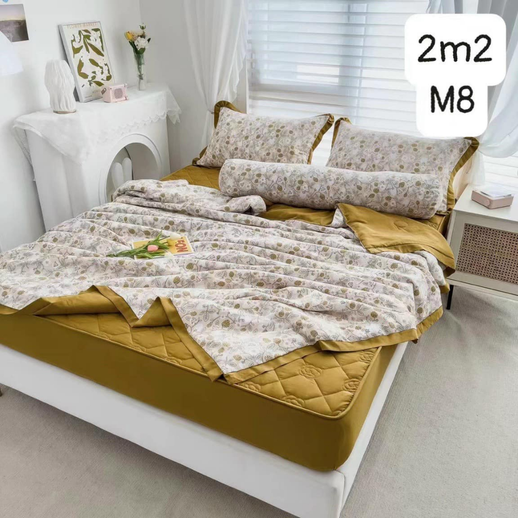 Bộ chăn ga gối cotton đũi sốp Happy Drap Phối Màu