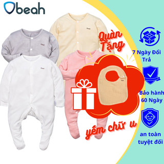 bodysuit cho bé, body liền tất cho bé chất liệu petit kháng khuẩn siêu mềm mịn size Newborn, 59, 66 OBEAH OB0821001