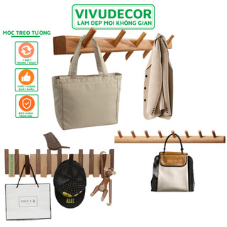 Móc Treo Quần Áo Gắn Tường - Móc Gỗ Treo Quần Áo VIVUDECOR - Móc Treo Tường 100% Gỗ Tự Nhiên