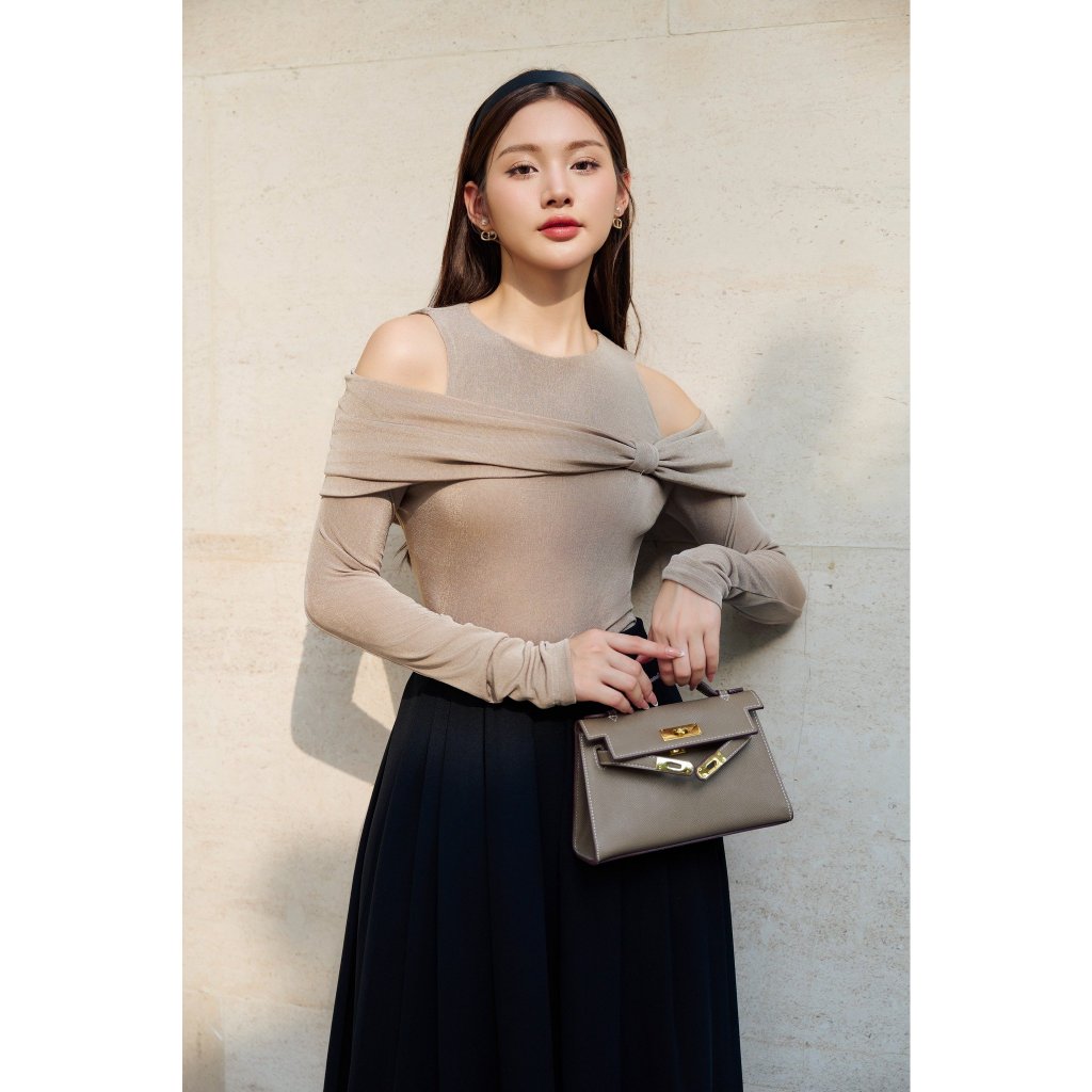 Chân váy midi Rachel Skirt HUONG BOUTIQUE BSZ10, 2 màu đen & hồng