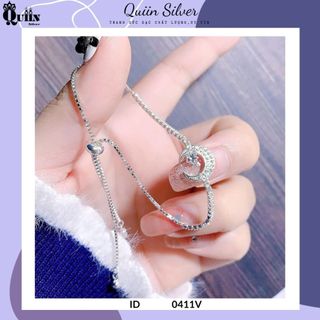 Vòng tay/Lắc tay bạc ta, bạc S925 Quiin - Lắc dây rút hình trăng sao dành cho nữ 0411V