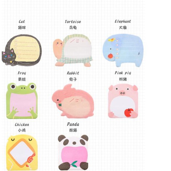 Giấy Note Ghi Chú Giấy Nhớ Hình Động Vật Hoạt Hình Dễ Thương Sáng Tạo