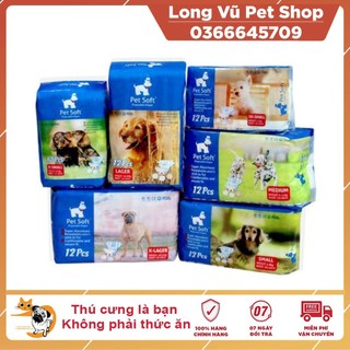 Bịch 12 miếng Tã bỉm cho chó cái mèo cái tã quần cho chó cái mèo cái - Long Vũ Pet Shop