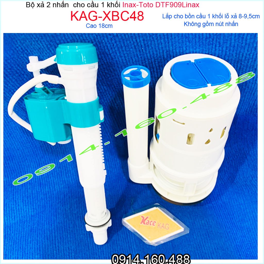 Bộ xả cầu 1 khối Inax-Toto DTF909Linax KAG-XBC48 cao 18cm thoát lớn D9.5cm, phụ kiện thùng nước xí b