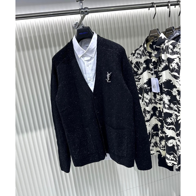 Áo Cadigan YYLS Nhũ Kim Tuyến Tag Logo Đính Đá