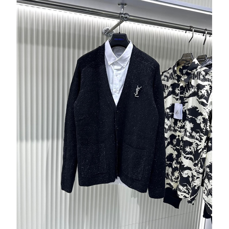 Áo Cadigan YYLS Nhũ Kim Tuyến Tag Logo Đính Đá