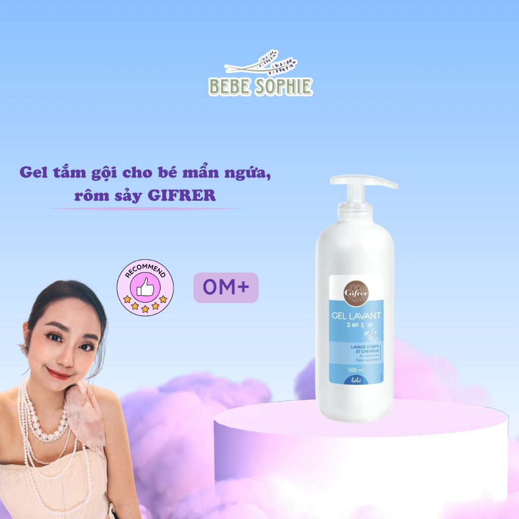 Sữa tắm gội 2in1 cho bé mẩn ngứa, rôm sảy, da nhạy cảm - GIFRER PHÁP 500ML