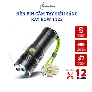 Đèn pin cầm tay siêu sáng CORISU - RAY BOW 1122 chiếu xa 500 mét, có ZOOM xa gần chống nước, sạc ngược cho điện thoại.