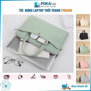 Túi chống sốc đựng laptop, macbook POKA90 chống thấm nước LÓT NHUNG có quai đeo 13 inch 14 inch 15 inch 15.6 inch - POKA