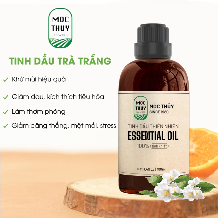 Tinh dầu Trà Trắng nguyên chất hữu cơ MỘC THỦY khử mùi làm thơm phòng thư giãn 1L/5L - Đạt chuẩn chất lượng