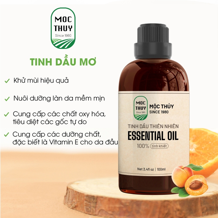 Tinh dầu Mơ nguyên chất hữu cơ MỘC THỦY khử mùi làm thơm phòng thư giãn 1L/ 5L - Đạt chuẩn chất lượng