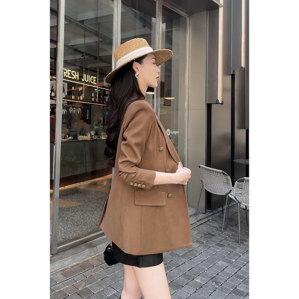 Áo Vest Nữ Chất Chéo Ý Cao Cấp LUHAZO Đệm Vai BigSize, Áo Blazer Nữ Khoác Ngoài 2 Lớp Dài Tay M275 F-14.1