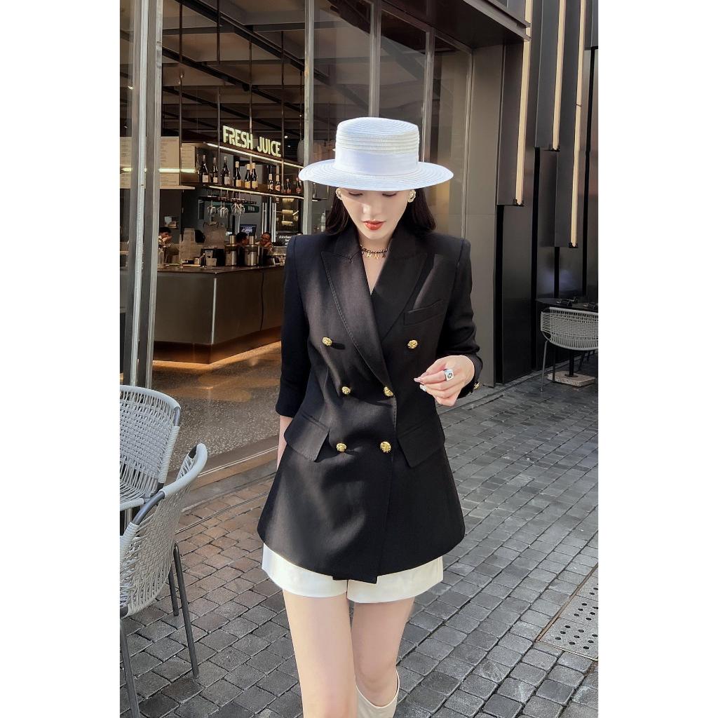 Áo Vest Nữ Chất Chéo Ý Cao Cấp LUHAZO Đệm Vai BigSize, Áo Blazer Nữ Khoác Ngoài 2 Lớp Dài Tay M275 F-14.1