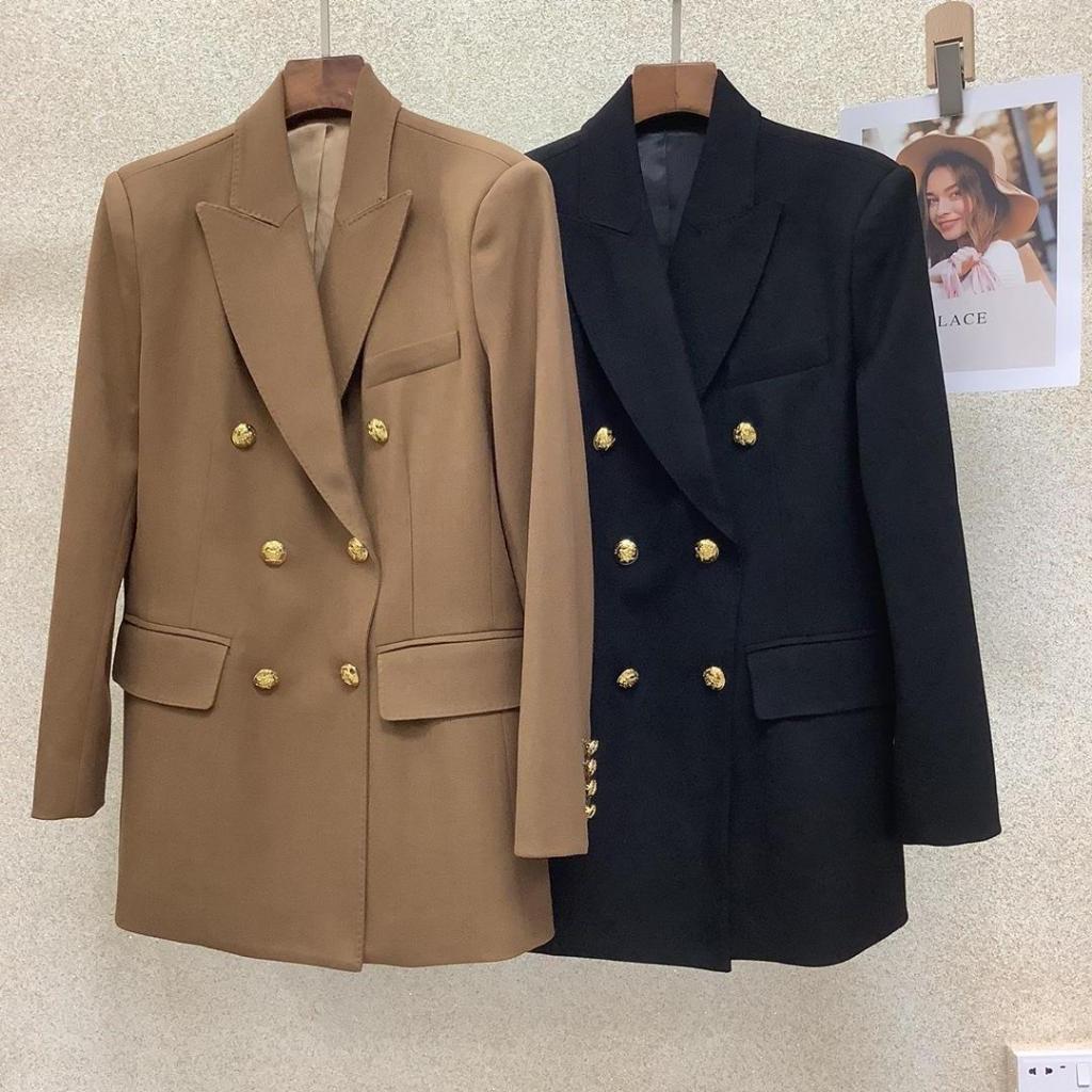 Áo Vest Nữ Chất Chéo Ý Cao Cấp LUHAZO Đệm Vai BigSize, Áo Blazer Nữ Khoác Ngoài 2 Lớp Dài Tay M275 F-14.1