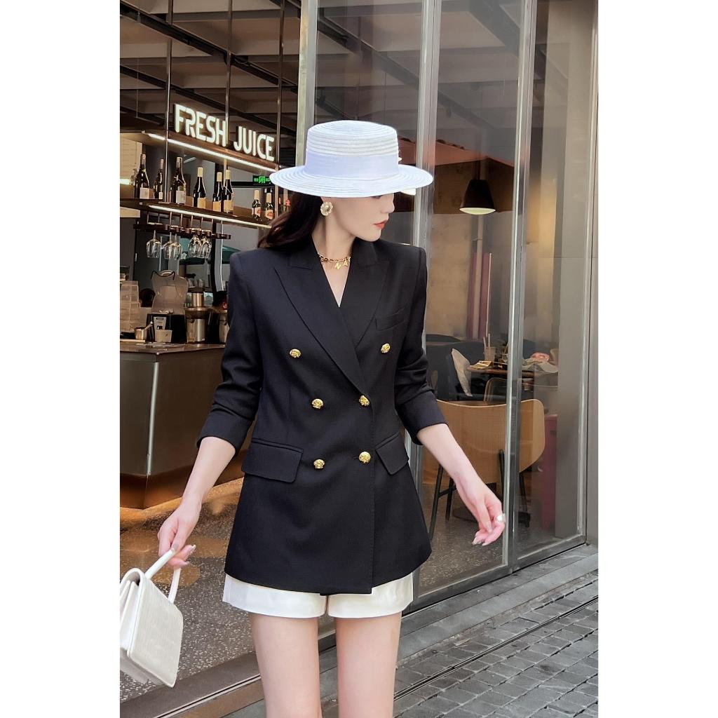 Áo Vest Nữ Chất Chéo Ý Cao Cấp LUHAZO Đệm Vai BigSize, Áo Blazer Nữ Khoác Ngoài 2 Lớp Dài Tay M275 F-14.1