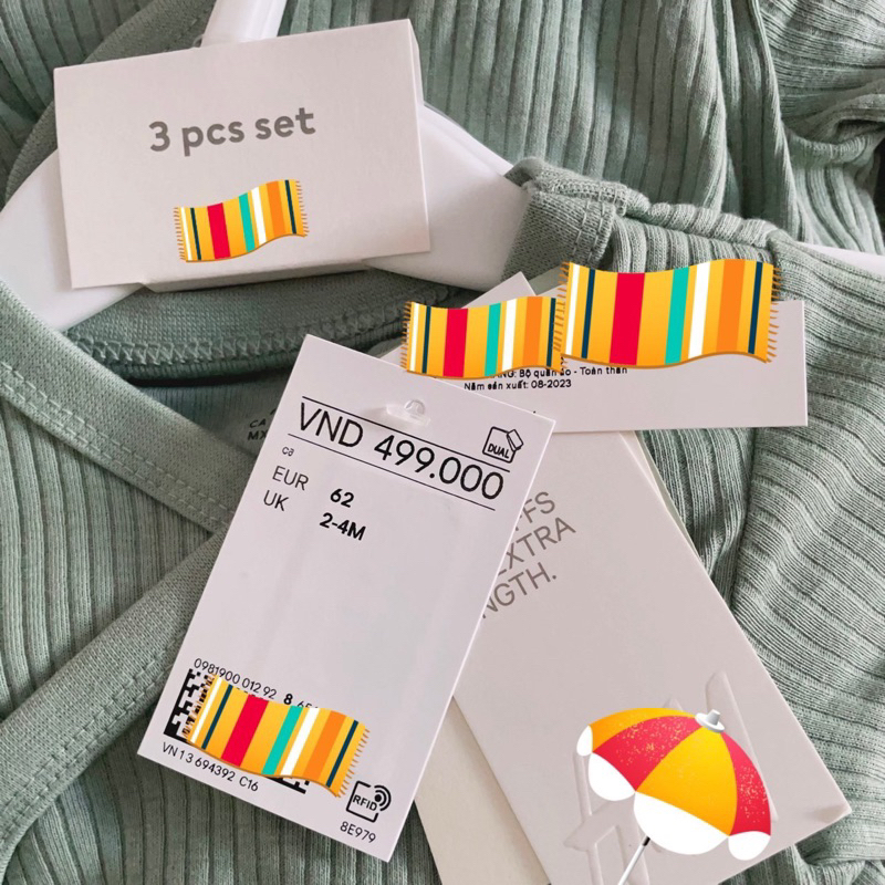 Set 3 chi tiết dài tay HM auth săn sale cho bé sơ sinh 4 đến 8kg