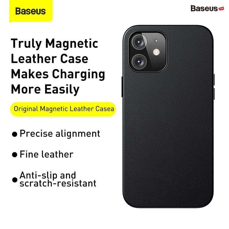 Ốp lưng da PU tích hợp nam châm Baseus Original Magnetic Leather Case dùng cho iPhone 12/Pro/Promax